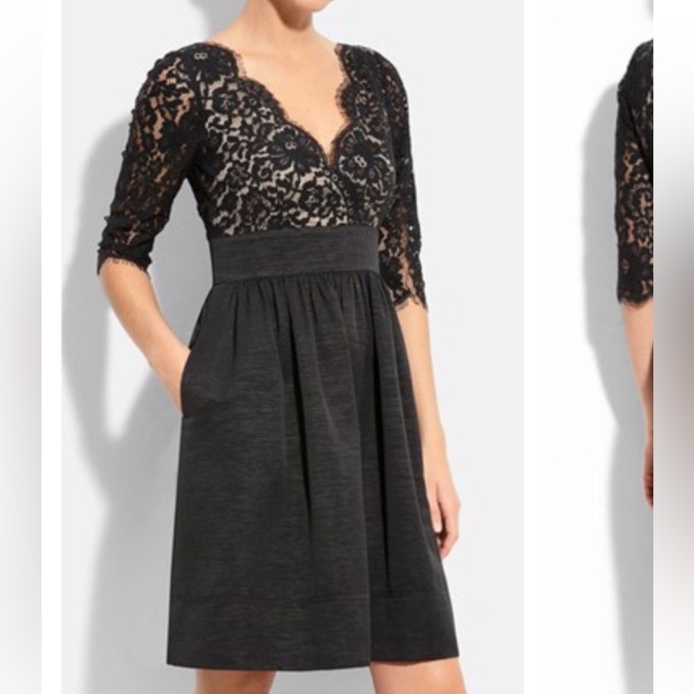 Eliza J Black Lace Faille Dress